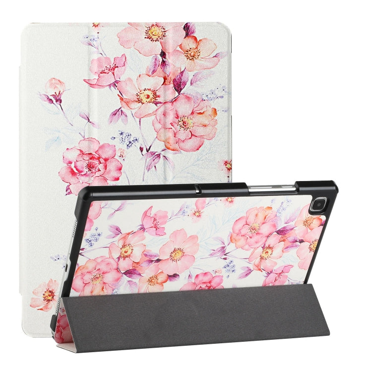 For Samsung Galaxy Tab A7(2020) / T500 / T505 Silk Texture Colored Drawing Pattern Horizontal Flip Magnetic PU Leather Case with Three-folding Holder & Sleep / Wake-up Function