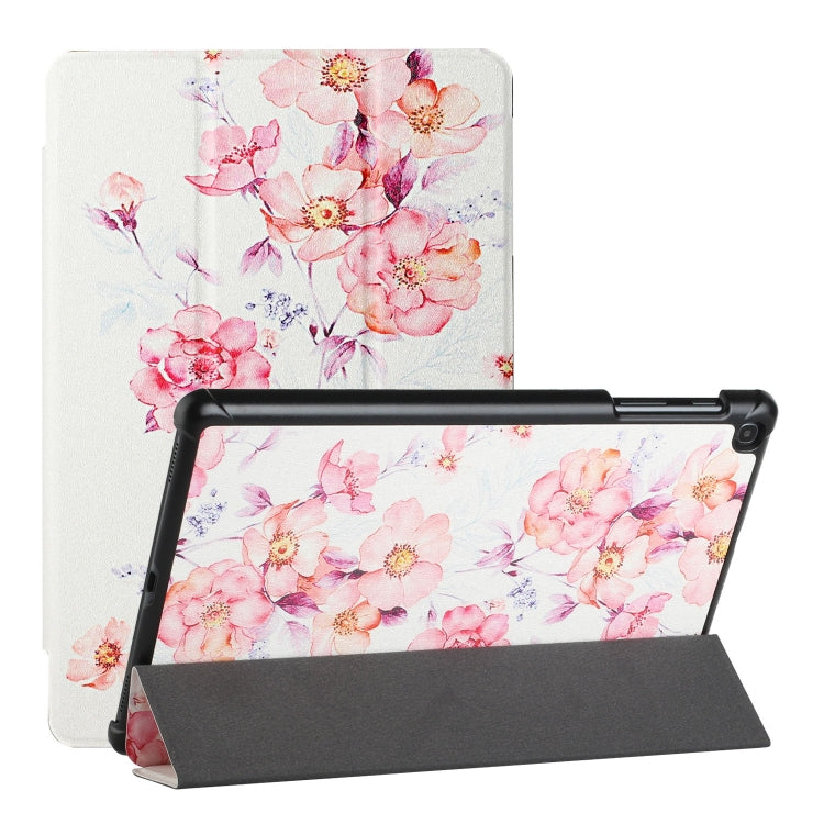 For Samsung Galaxy Tab A 10.1(2019)/T510 Silk Texture Colored Drawing Pattern Horizontal Flip Magnetic PU Leather Case with Three-folding Holder