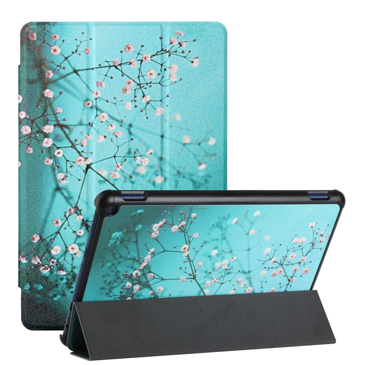 For Amazon Fire HD 10 Plus (2021)/HD 10 (2021) Silk Texture Colored Drawing Pattern Horizontal Flip Magnetic PU Leather Case with Three-folding Holder & Sleep / Wake-up Function