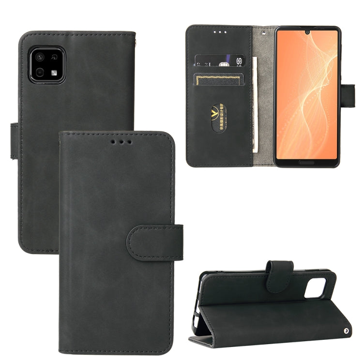 For Sharp Aquos Sense 6 Solid Color Skin Feel Magnetic Buckle Horizontal Flip Calf Texture PU Leather Case with Holder & Card Slots & Wallet