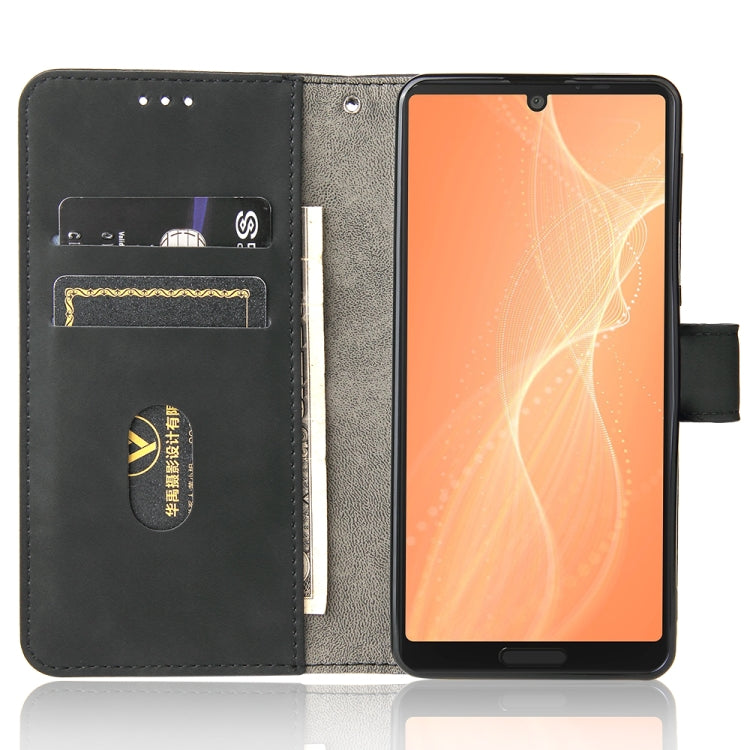 For Sharp Aquos Sense 6 Solid Color Skin Feel Magnetic Buckle Horizontal Flip Calf Texture PU Leather Case with Holder & Card Slots & Wallet