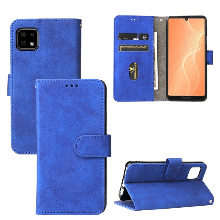 For Sharp Aquos Sense 6 Solid Color Skin Feel Magnetic Buckle Horizontal Flip Calf Texture PU Leather Case with Holder & Card Slots & Wallet
