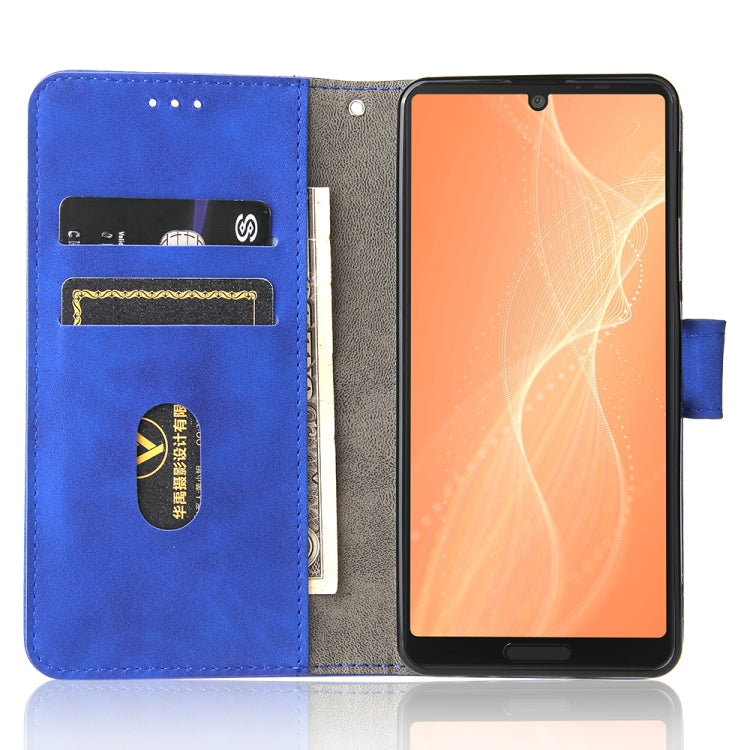 For Sharp Aquos Sense 6 Solid Color Skin Feel Magnetic Buckle Horizontal Flip Calf Texture PU Leather Case with Holder & Card Slots & Wallet