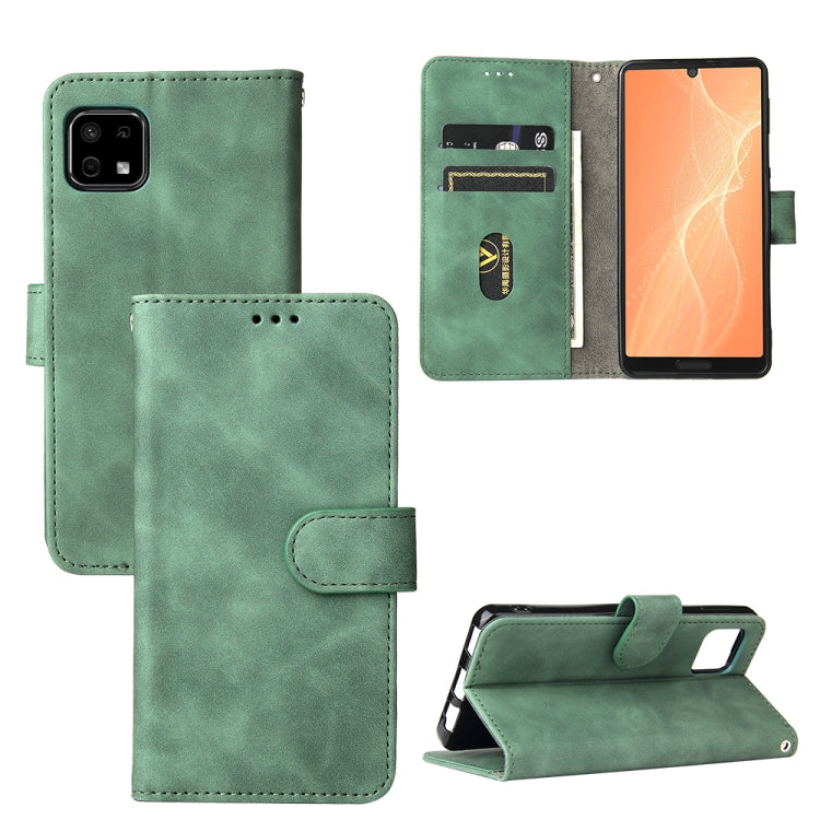 For Sharp Aquos Sense 6 Solid Color Skin Feel Magnetic Buckle Horizontal Flip Calf Texture PU Leather Case with Holder & Card Slots & Wallet