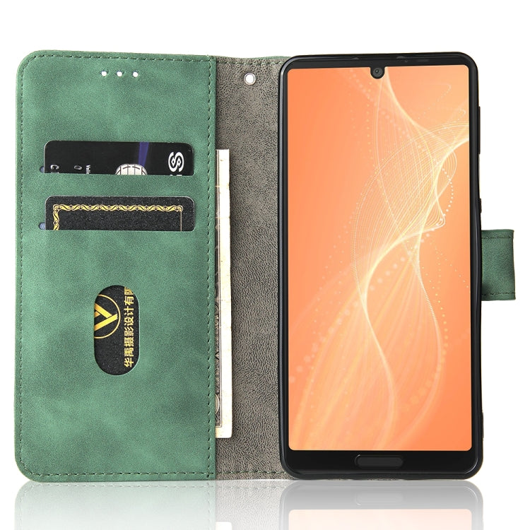 For Sharp Aquos Sense 6 Solid Color Skin Feel Magnetic Buckle Horizontal Flip Calf Texture PU Leather Case with Holder & Card Slots & Wallet