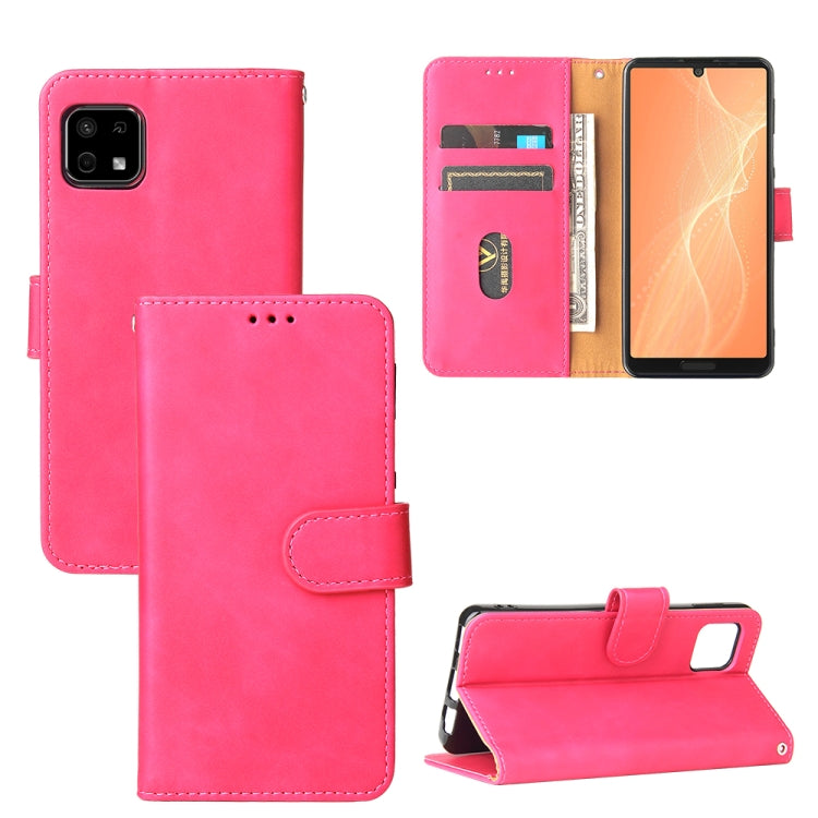 For Sharp Aquos Sense 6 Solid Color Skin Feel Magnetic Buckle Horizontal Flip Calf Texture PU Leather Case with Holder & Card Slots & Wallet