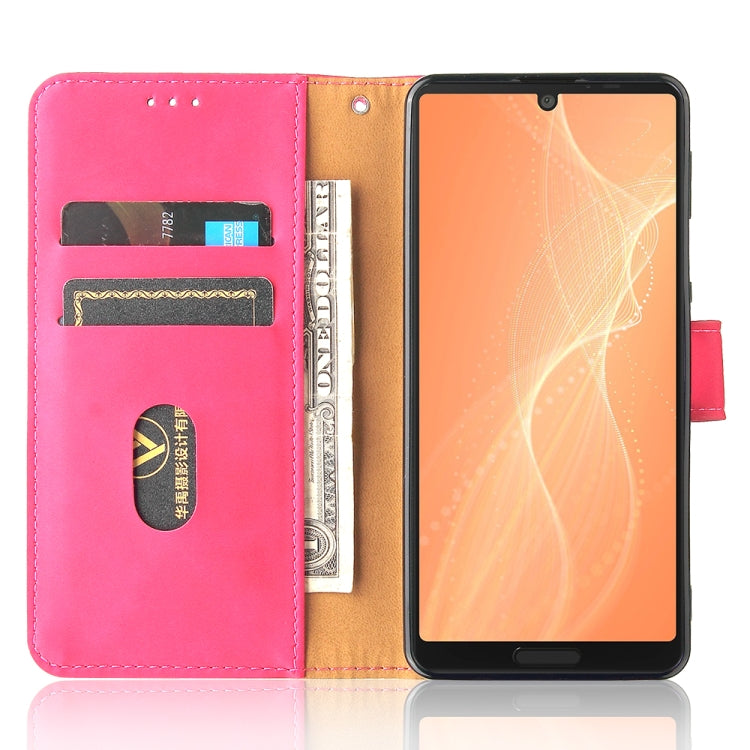 For Sharp Aquos Sense 6 Solid Color Skin Feel Magnetic Buckle Horizontal Flip Calf Texture PU Leather Case with Holder & Card Slots & Wallet