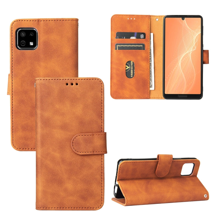 For Sharp Aquos Sense 6 Solid Color Skin Feel Magnetic Buckle Horizontal Flip Calf Texture PU Leather Case with Holder & Card Slots & Wallet