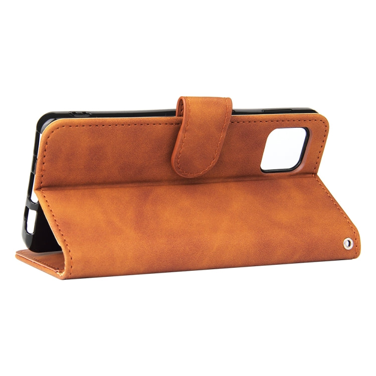 For Sharp Aquos Sense 6 Solid Color Skin Feel Magnetic Buckle Horizontal Flip Calf Texture PU Leather Case with Holder & Card Slots & Wallet