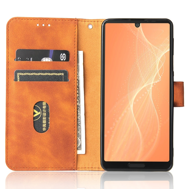 For Sharp Aquos Sense 6 Solid Color Skin Feel Magnetic Buckle Horizontal Flip Calf Texture PU Leather Case with Holder & Card Slots & Wallet