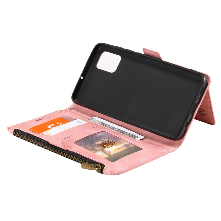 For Samsung Galaxy A02s Side Zipper Back Card Horizontal Flip PU Leather Case with Card Slots & Wallet & Photo Frame & Lanyard