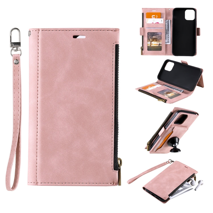 For Samsung Galaxy A22 5G Side Zipper Back Card Horizontal Flip PU Leather Case with Card Slots & Wallet & Photo Frame & Lanyard
