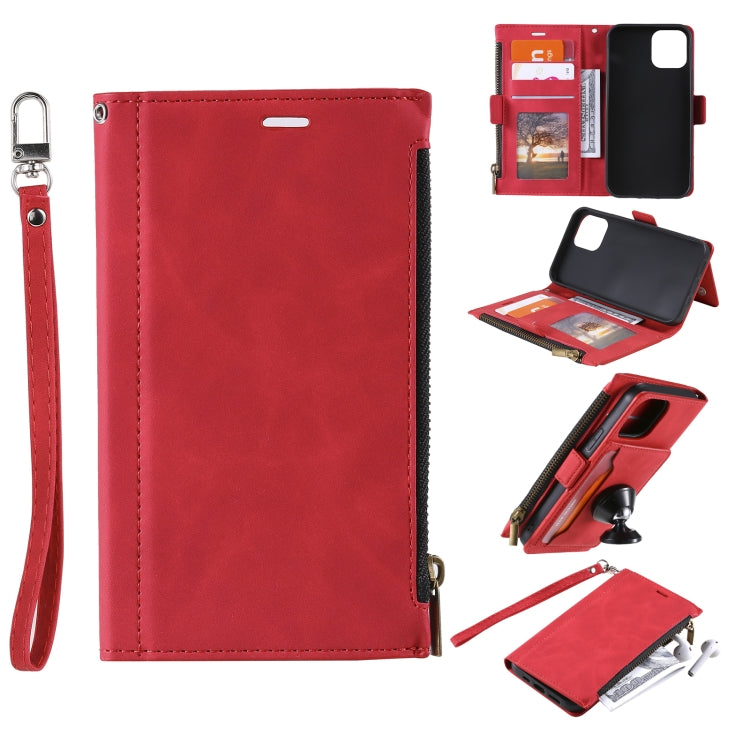 For Samsung Galaxy A22 5G Side Zipper Back Card Horizontal Flip PU Leather Case with Card Slots & Wallet & Photo Frame & Lanyard