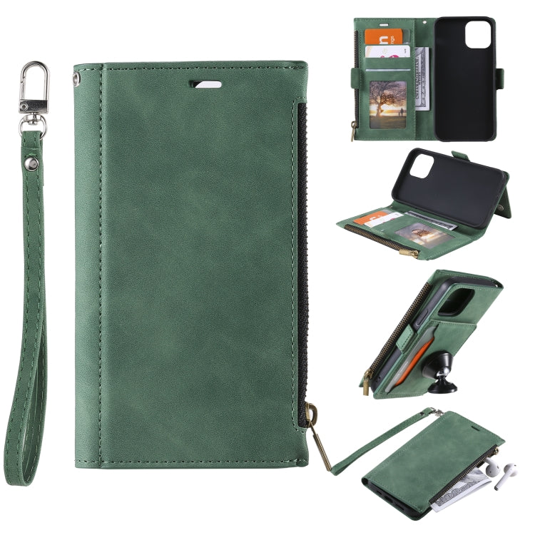 For Samsung Galaxy A22 5G Side Zipper Back Card Horizontal Flip PU Leather Case with Card Slots & Wallet & Photo Frame & Lanyard