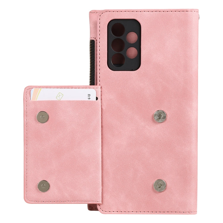 For Samsung Galaxy A32 4G Side Zipper Back Card Horizontal Flip PU Leather Case with Card Slots & Wallet & Photo Frame & Lanyard