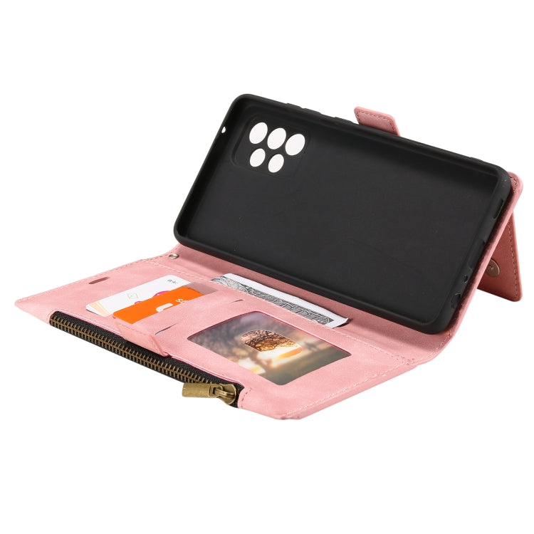 For Samsung Galaxy A32 4G Side Zipper Back Card Horizontal Flip PU Leather Case with Card Slots & Wallet & Photo Frame & Lanyard