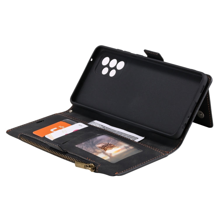 For Samsung Galaxy A32 4G Side Zipper Back Card Horizontal Flip PU Leather Case with Card Slots & Wallet & Photo Frame & Lanyard