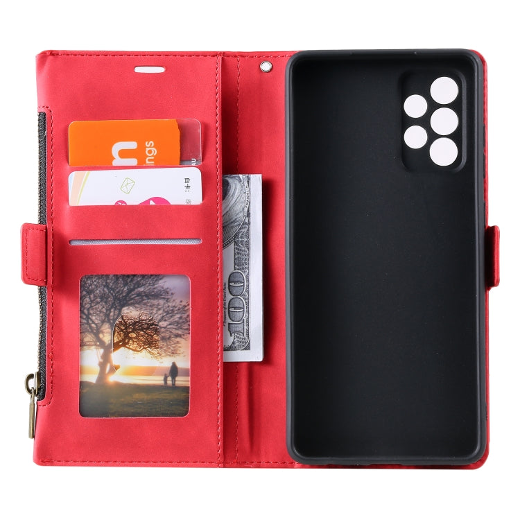 For Samsung Galaxy A32 4G Side Zipper Back Card Horizontal Flip PU Leather Case with Card Slots & Wallet & Photo Frame & Lanyard