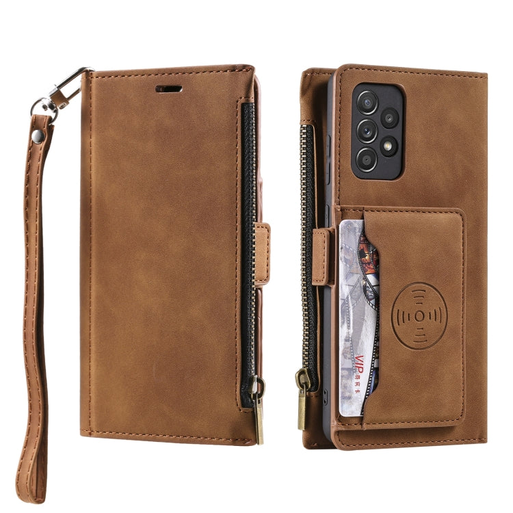 For Samsung Galaxy A32 4G Side Zipper Back Card Horizontal Flip PU Leather Case with Card Slots & Wallet & Photo Frame & Lanyard