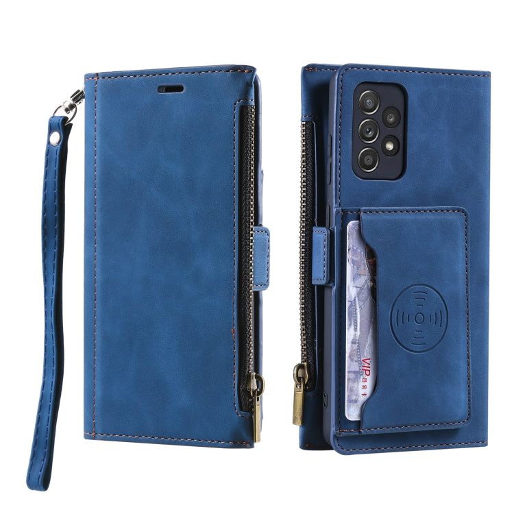 For Samsung Galaxy A32 4G Side Zipper Back Card Horizontal Flip PU Leather Case with Card Slots & Wallet & Photo Frame & Lanyard