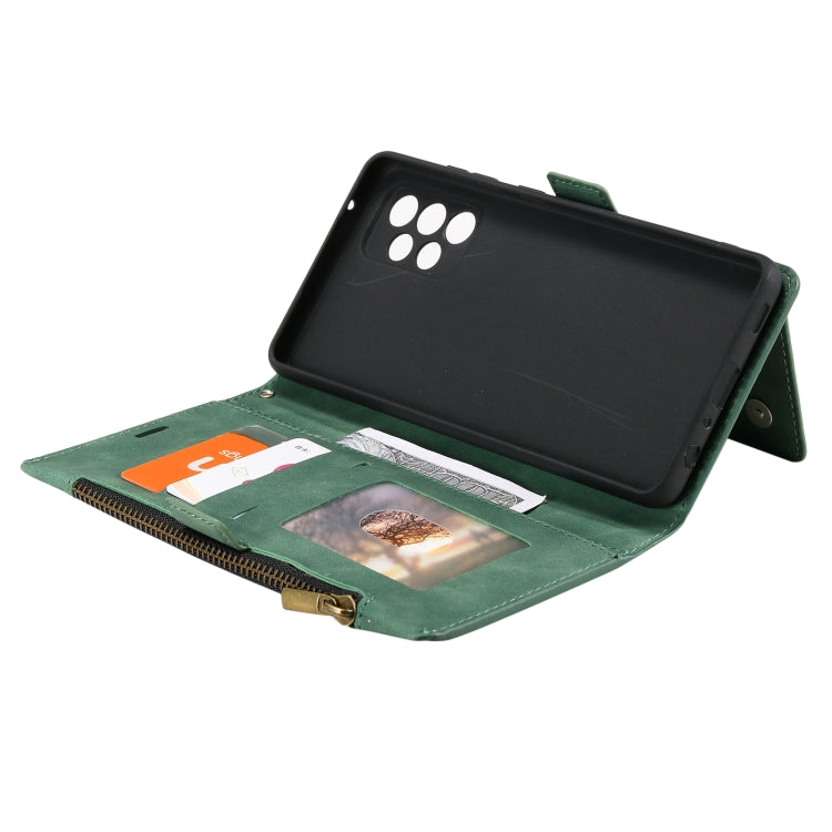 For Samsung Galaxy A32 4G Side Zipper Back Card Horizontal Flip PU Leather Case with Card Slots & Wallet & Photo Frame & Lanyard