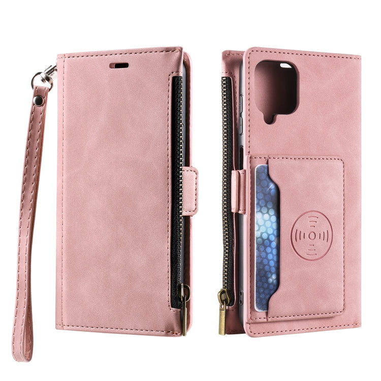 For Samsung Galaxy A42 5G Side Zipper Back Card Horizontal Flip PU Leather Case with Card Slots & Wallet & Photo Frame & Lanyard