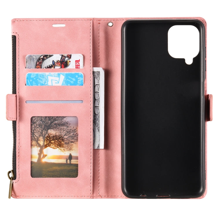 For Samsung Galaxy A42 5G Side Zipper Back Card Horizontal Flip PU Leather Case with Card Slots & Wallet & Photo Frame & Lanyard