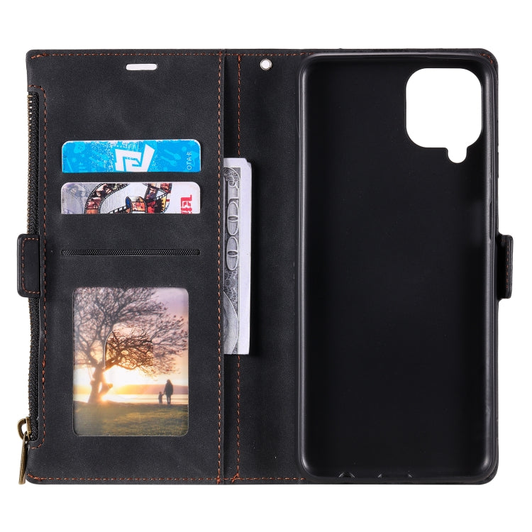 For Samsung Galaxy A42 5G Side Zipper Back Card Horizontal Flip PU Leather Case with Card Slots & Wallet & Photo Frame & Lanyard