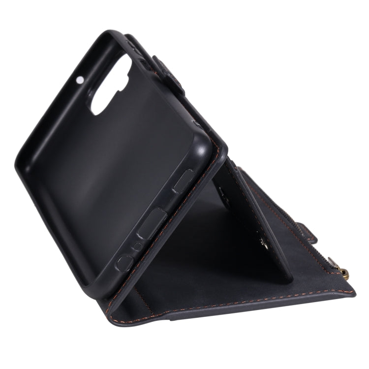 For Samsung Galaxy A42 5G Side Zipper Back Card Horizontal Flip PU Leather Case with Card Slots & Wallet & Photo Frame & Lanyard
