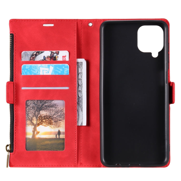 For Samsung Galaxy A42 5G Side Zipper Back Card Horizontal Flip PU Leather Case with Card Slots & Wallet & Photo Frame & Lanyard