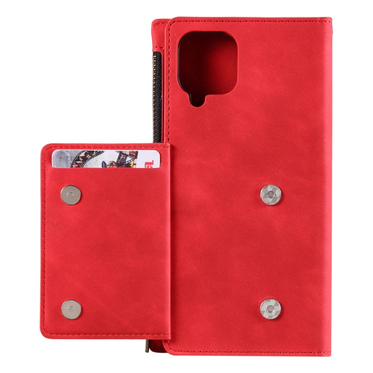 For Samsung Galaxy A42 5G Side Zipper Back Card Horizontal Flip PU Leather Case with Card Slots & Wallet & Photo Frame & Lanyard