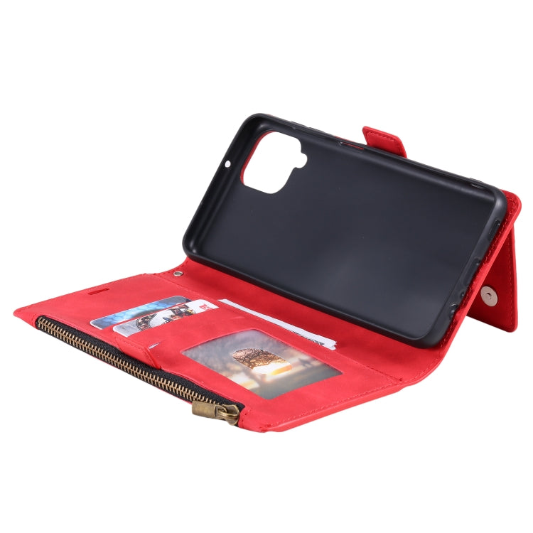 For Samsung Galaxy A42 5G Side Zipper Back Card Horizontal Flip PU Leather Case with Card Slots & Wallet & Photo Frame & Lanyard
