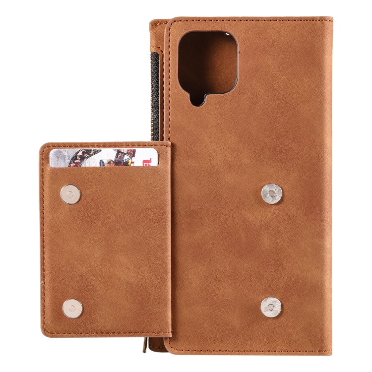 For Samsung Galaxy A42 5G Side Zipper Back Card Horizontal Flip PU Leather Case with Card Slots & Wallet & Photo Frame & Lanyard