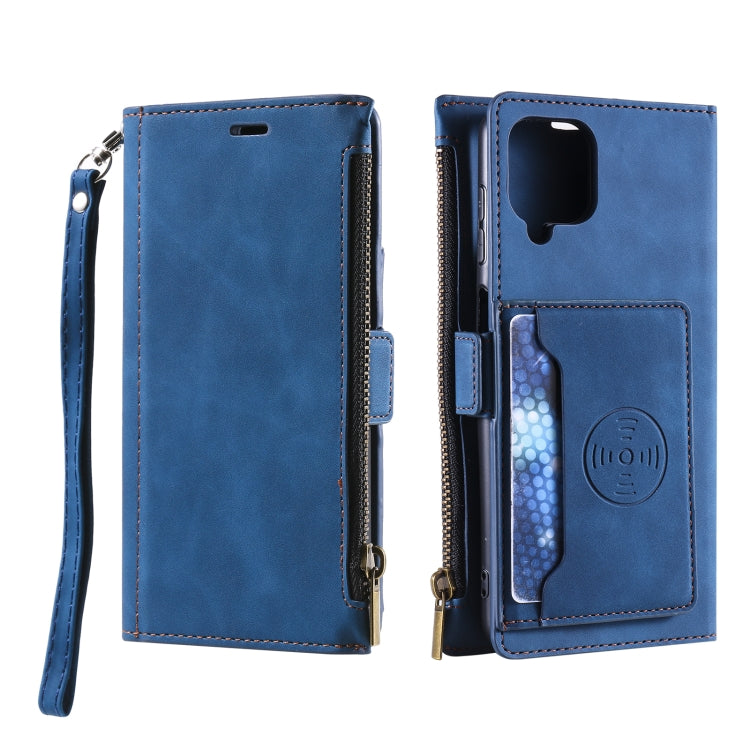 For Samsung Galaxy A42 5G Side Zipper Back Card Horizontal Flip PU Leather Case with Card Slots & Wallet & Photo Frame & Lanyard
