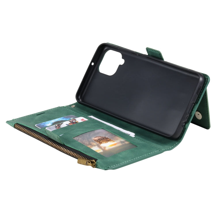 For Samsung Galaxy A42 5G Side Zipper Back Card Horizontal Flip PU Leather Case with Card Slots & Wallet & Photo Frame & Lanyard