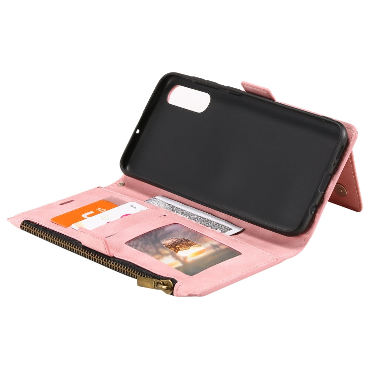 For Samsung Galaxy A50s Side Zipper Back Card Horizontal Flip PU Leather Case with Card Slots & Wallet & Photo Frame & Lanyard