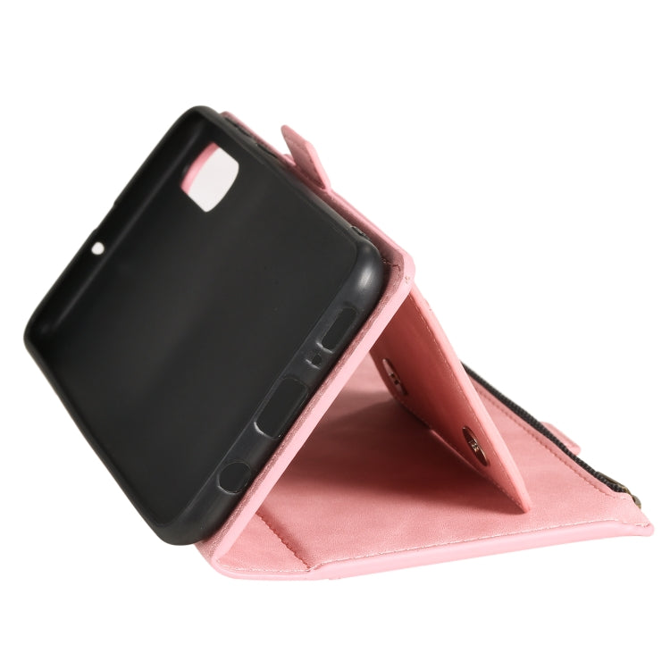 For Samsung Galaxy A50s Side Zipper Back Card Horizontal Flip PU Leather Case with Card Slots & Wallet & Photo Frame & Lanyard