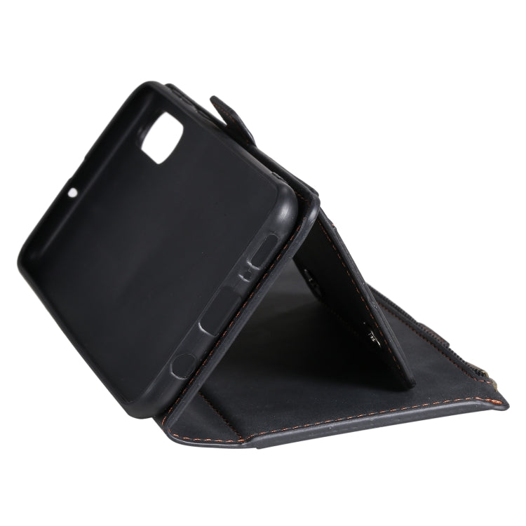 For Samsung Galaxy A50s Side Zipper Back Card Horizontal Flip PU Leather Case with Card Slots & Wallet & Photo Frame & Lanyard