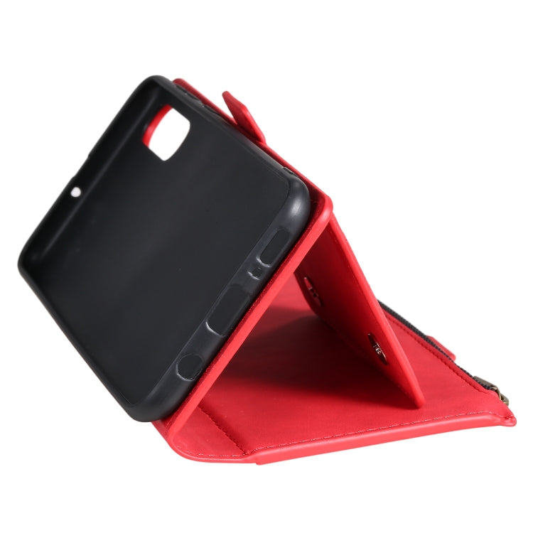 For Samsung Galaxy A50s Side Zipper Back Card Horizontal Flip PU Leather Case with Card Slots & Wallet & Photo Frame & Lanyard