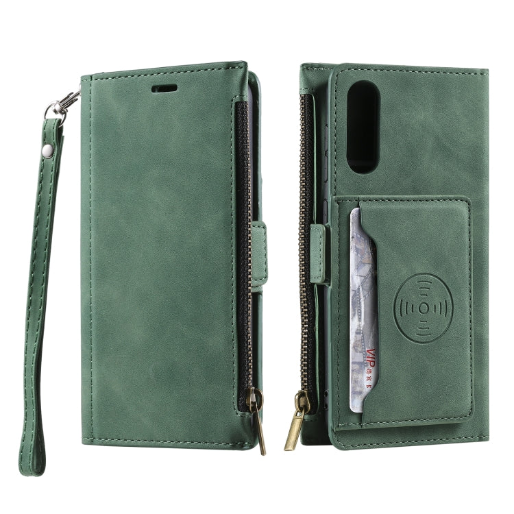 For Samsung Galaxy A50s Side Zipper Back Card Horizontal Flip PU Leather Case with Card Slots & Wallet & Photo Frame & Lanyard