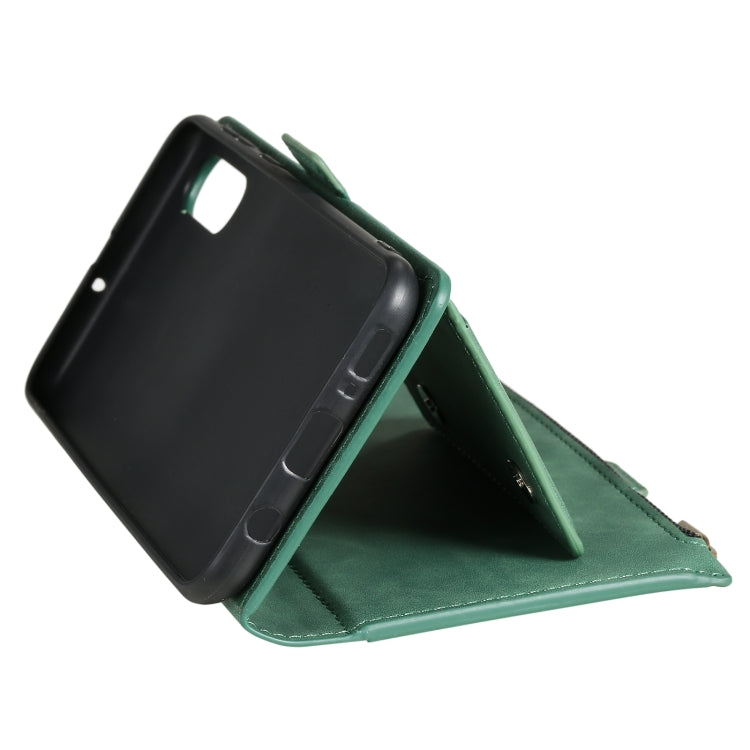 For Samsung Galaxy A50s Side Zipper Back Card Horizontal Flip PU Leather Case with Card Slots & Wallet & Photo Frame & Lanyard