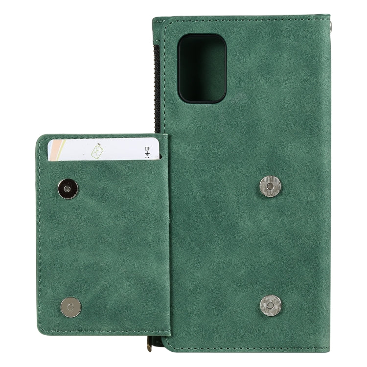 For Samsung Galaxy A51 5G Side Zipper Back Card Horizontal Flip PU Leather Case with Card Slots & Wallet & Photo Frame & Lanyard