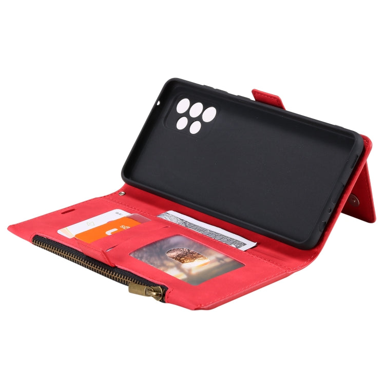 For Samsung Galaxy A52 Side Zipper Back Card Horizontal Flip PU Leather Case with Card Slots & Wallet & Photo Frame & Lanyard