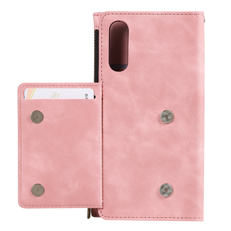 For Samsung Galaxy A70 Side Zipper Back Card Horizontal Flip PU Leather Case with Card Slots & Wallet & Photo Frame & Lanyard