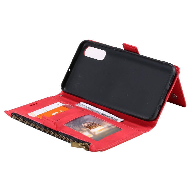 For Samsung Galaxy A70 Side Zipper Back Card Horizontal Flip PU Leather Case with Card Slots & Wallet & Photo Frame & Lanyard