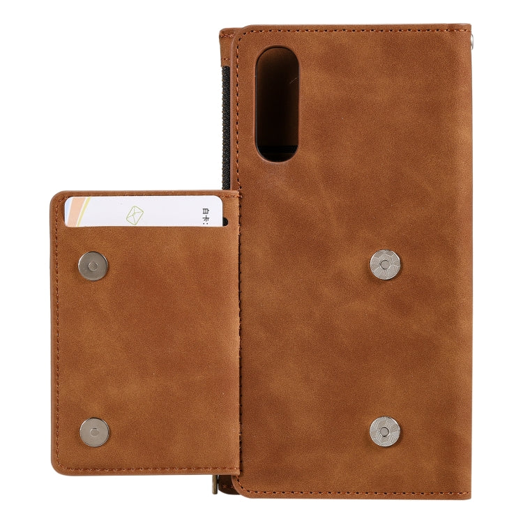 For Samsung Galaxy A70 Side Zipper Back Card Horizontal Flip PU Leather Case with Card Slots & Wallet & Photo Frame & Lanyard