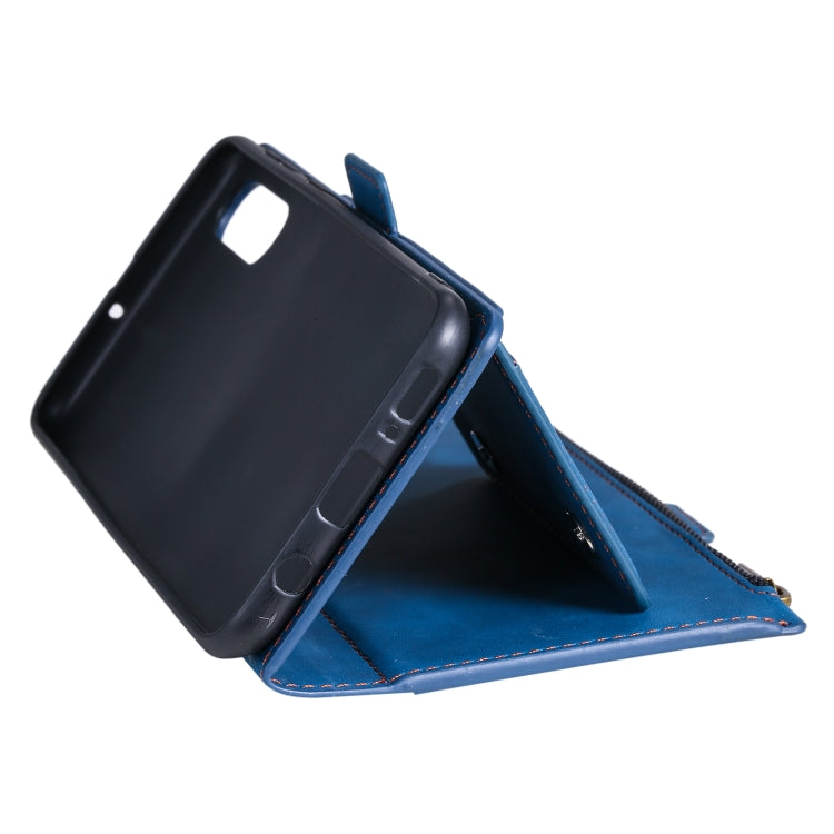 For Samsung Galaxy A70 Side Zipper Back Card Horizontal Flip PU Leather Case with Card Slots & Wallet & Photo Frame & Lanyard