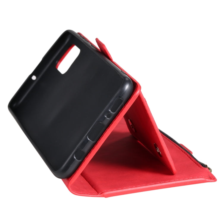 For Samsung Galaxy A71 Side Zipper Back Card Horizontal Flip PU Leather Case with Card Slots & Wallet & Photo Frame & Lanyard