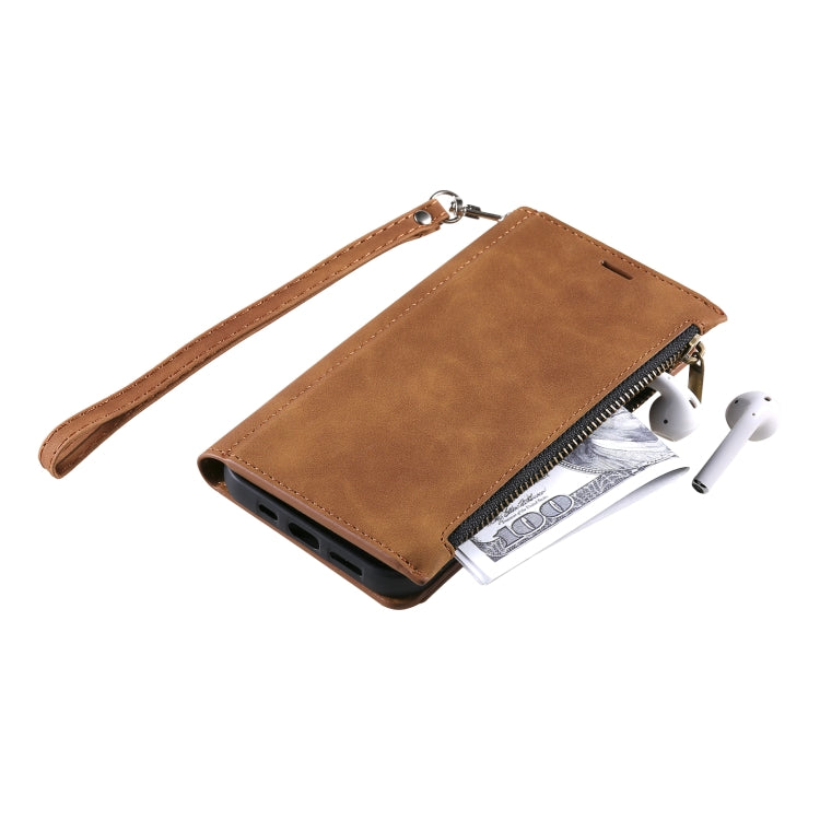 For Samsung Galaxy A71 Side Zipper Back Card Horizontal Flip PU Leather Case with Card Slots & Wallet & Photo Frame & Lanyard