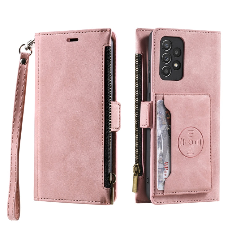 For Samsung Galaxy A72 Side Zipper Back Card Horizontal Flip PU Leather Case with Card Slots & Wallet & Photo Frame & Lanyard